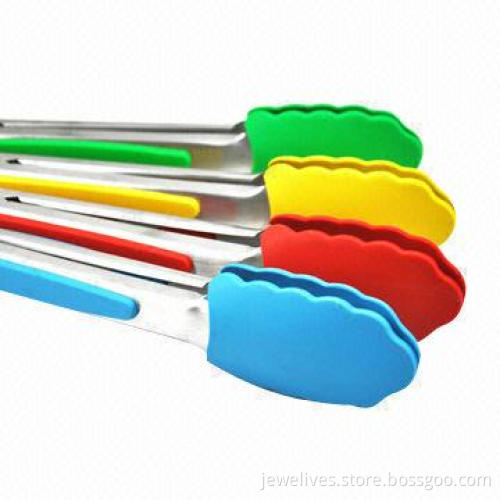 Colorful Silicone Grip Food Tongs in Extra Length